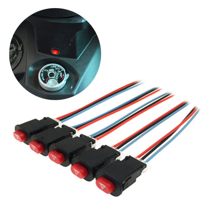 5-pack motorcycle scooter double flashing warning light switch, red push buttons and wire leads
