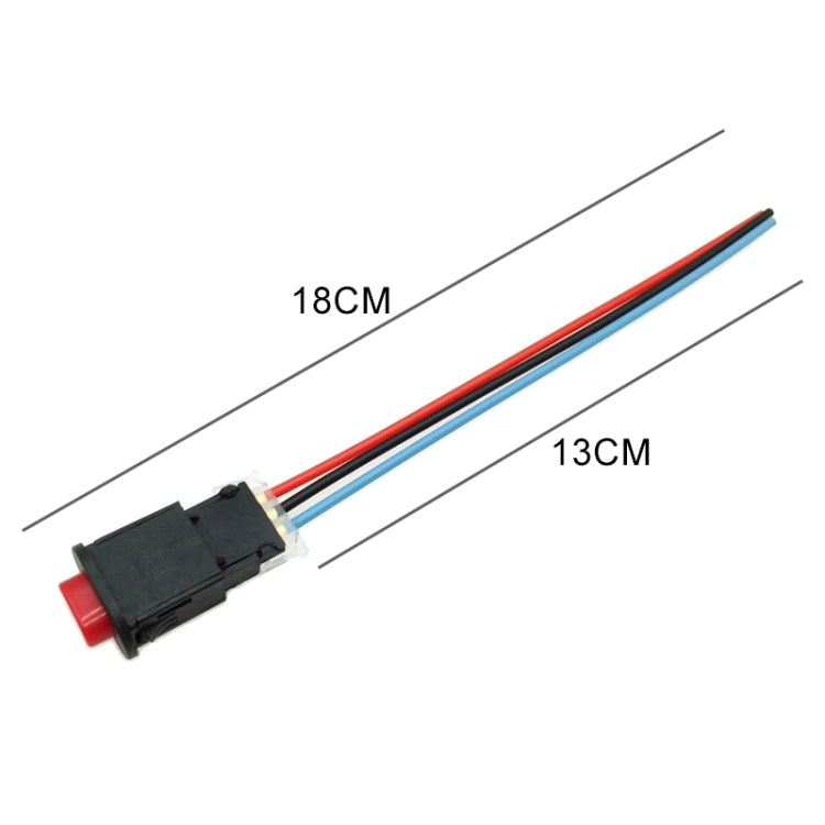 Double flashing warning light switch with 18cm wire leads and red button connector