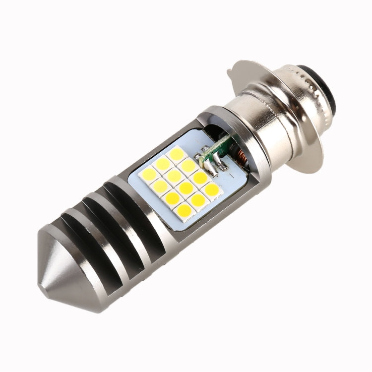 PX15D style LED motorcycle headlight bulb with silver heat sink and 24 SMD LEDs panel