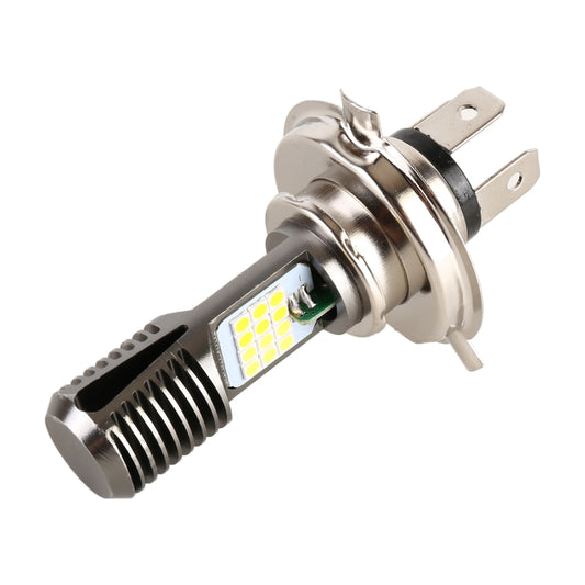 H4 LED motorcycle headlight bulb with metal heatsink and white LED strip