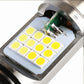 PX15D LED headlight bulb close-up of yellow SMD LED chips on the panel