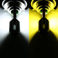 PX15D LED headlight bulbs showing white and yellow light output