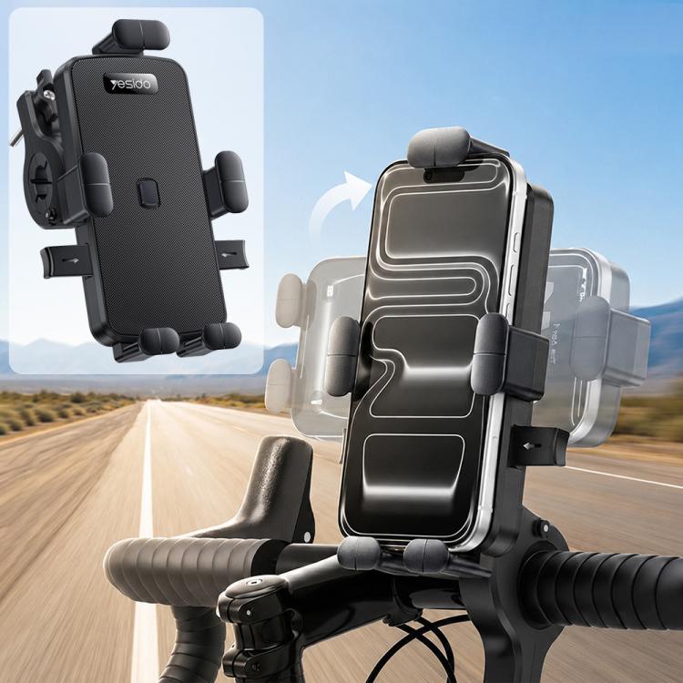 Yesido rotatable bicycle & motorcycle phone holder with black silicone grips