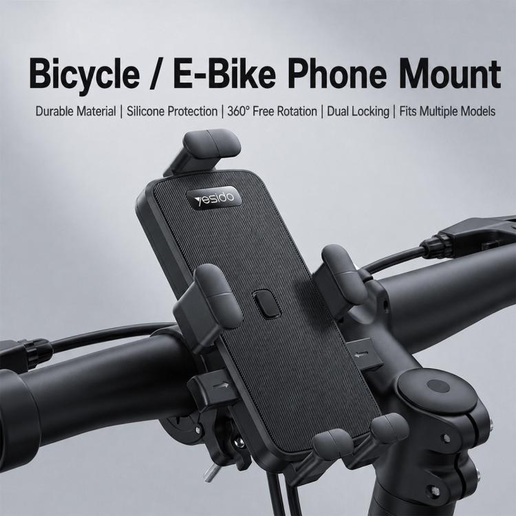 Yesido black bike handlebar phone mount with protective side grips