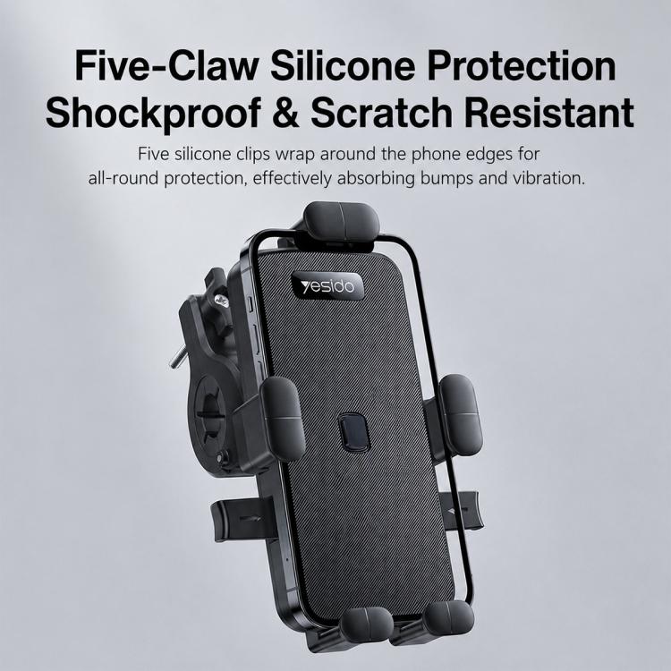 Yesido black phone holder with five-claw silicone shockproof edge protection