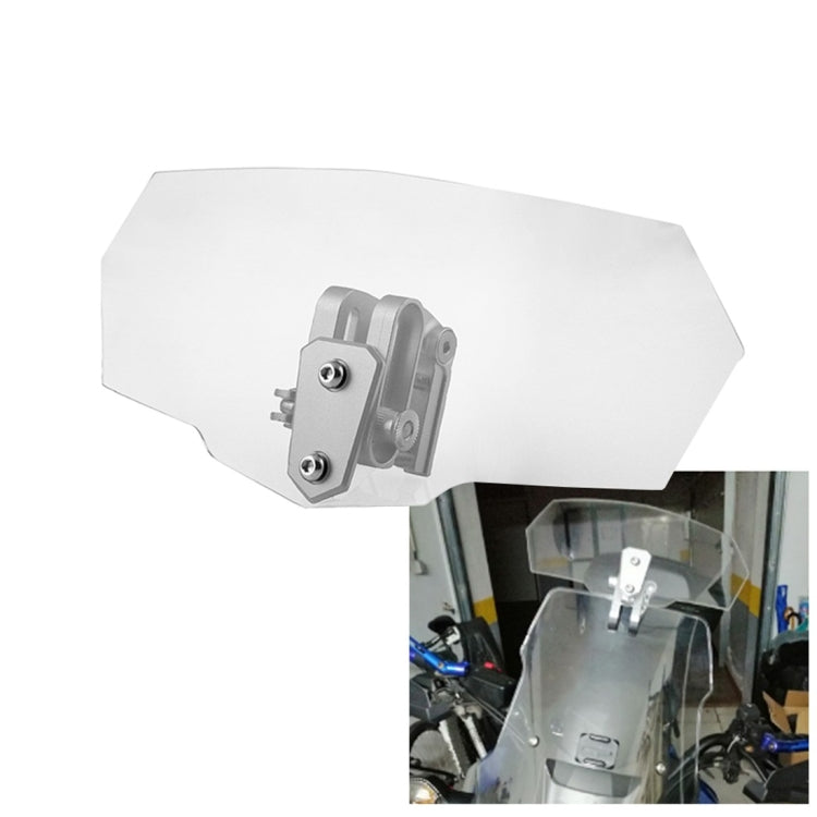 White acrylic motorcycle windshield with metal mounting bracket, universal fit