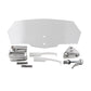 White acrylic motorcycle windshield kit with mounting hardware and brackets