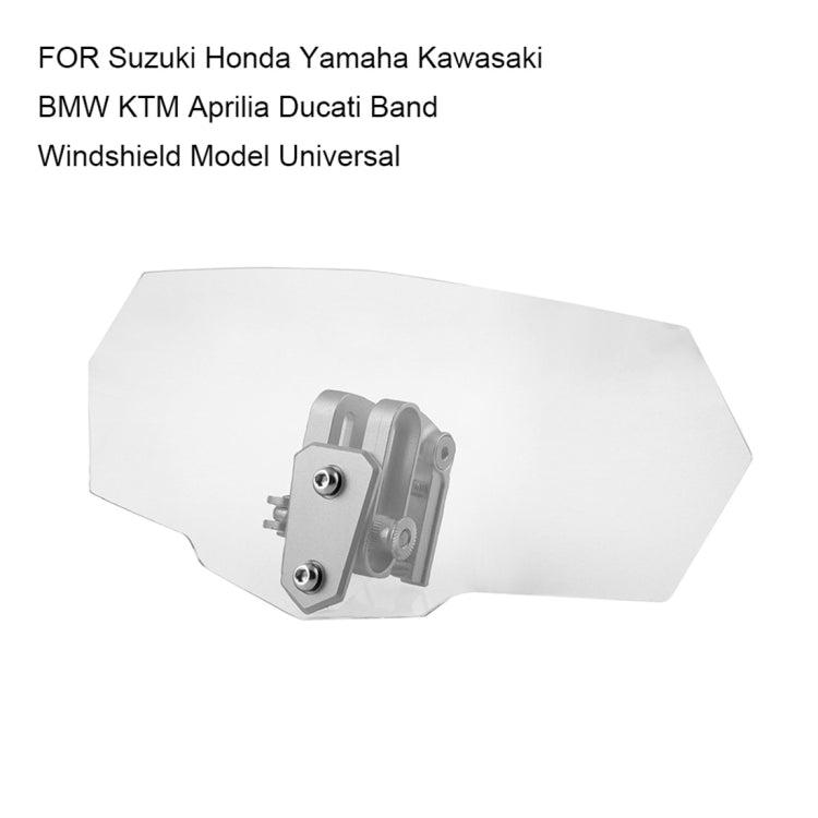 White acrylic universal motorcycle windshield with metal mounting bracket