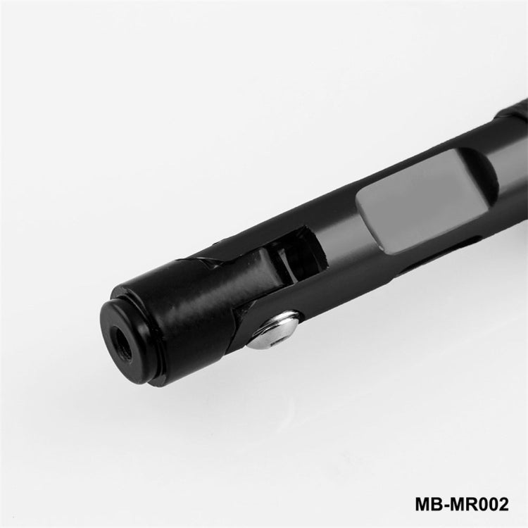 Black motorcycle rearview mirror stem with adjustment bolt and end cap