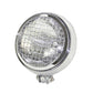 Motorcycle retro LED headlight with chrome silver round shell and clear segmented lens