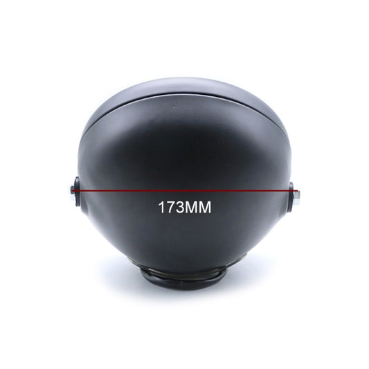 Round motorcycle LED headlight housing, black shell with rear mounting base