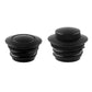 Black flush pop-up motorcycle gas cap, round domed top with stacked ridges