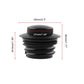 Black flush pop-up motorcycle gas cap with textured band and ribbed body