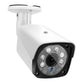 White bullet CCTV security camera with wide-angle lens and mounting bracket