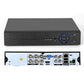 Black DVR front panel and back connection ports for video and network