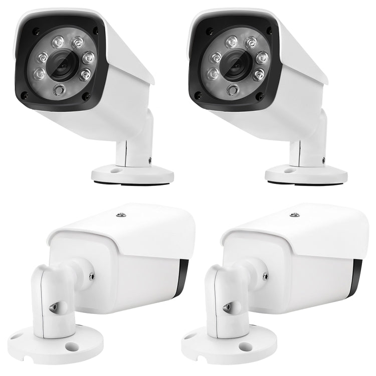 White CCTV surveillance cameras with swivel mounts and black front lens housing