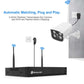 Wireless camera set plug-and-play: white camera with antenna and black NVR system