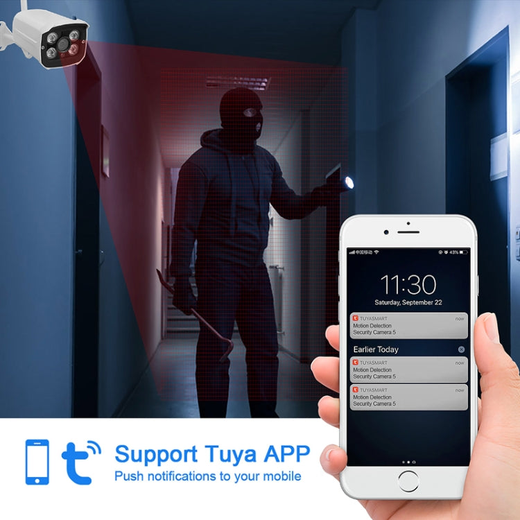 Wireless camera set mobile app control: smartphone showing live monitoring notifications
