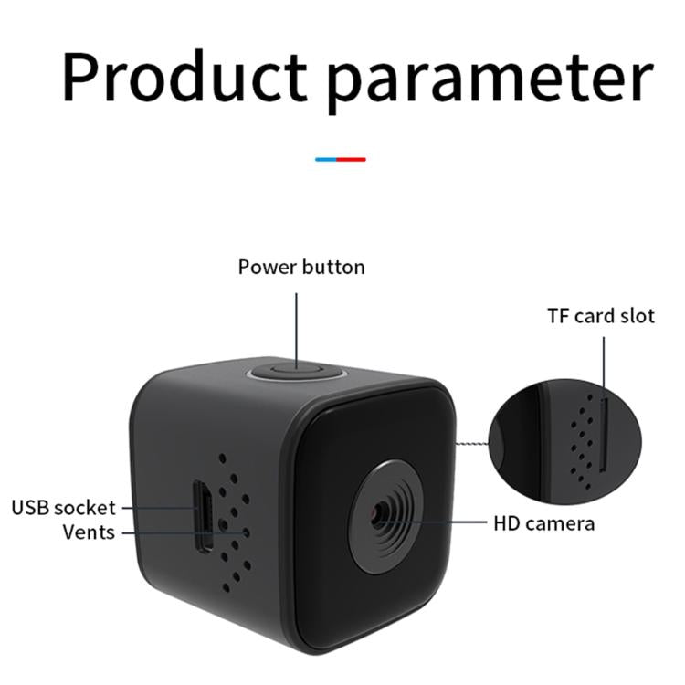 Mini waterproof HD smart camera with power button and TF card slot