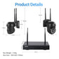 Wireless NVR and dome security camera size diagram with antenna measurements