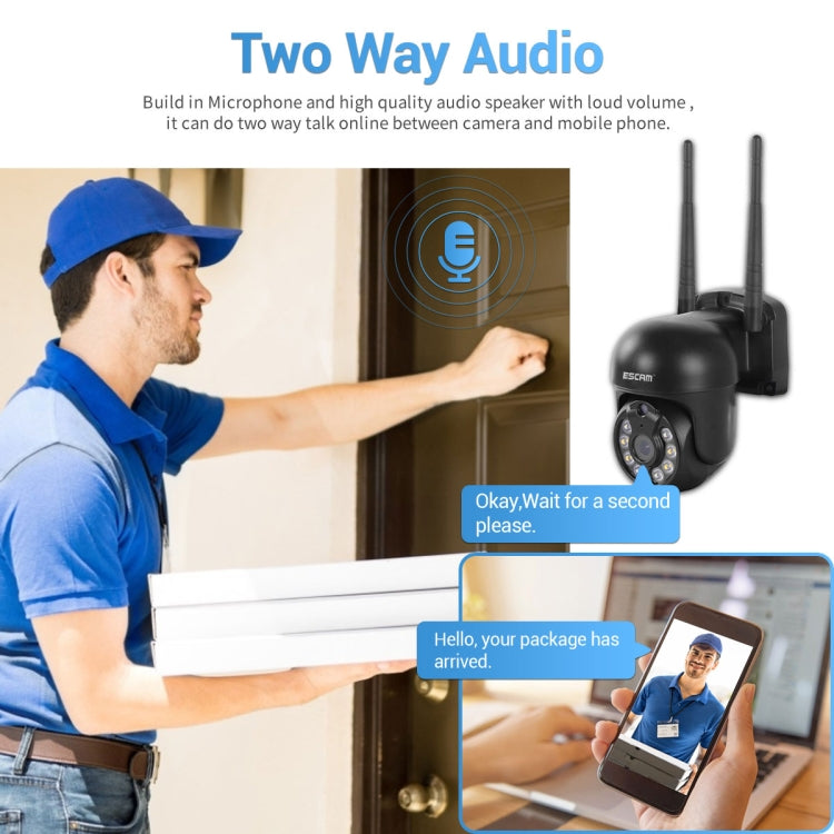Two-way audio dome security camera system with phone communication