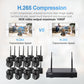 Wireless NVR with two antennas and eight black dome security cameras