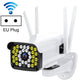 Outdoor PTZ surveillance camera with WiFi antennas and EU plug label