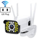 Outdoor PTZ surveillance camera with WiFi antennas and US plug label