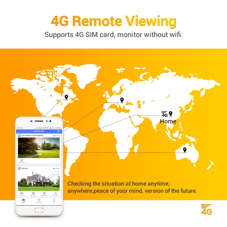 Smartphone app showing 4G remote viewing for a security camera