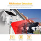 Wall-mounted ESCAM solar IP camera with PIR motion detection and status indicators