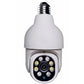 White bulb-style security camera with visible circular lens array and IR LEDs
