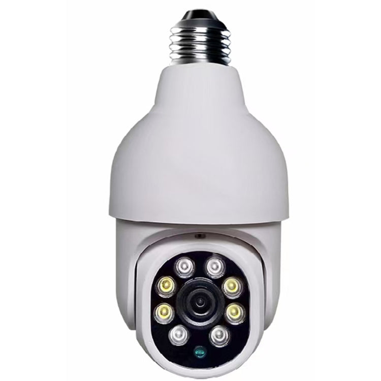 White bulb-style security camera with visible circular lens array and IR LEDs