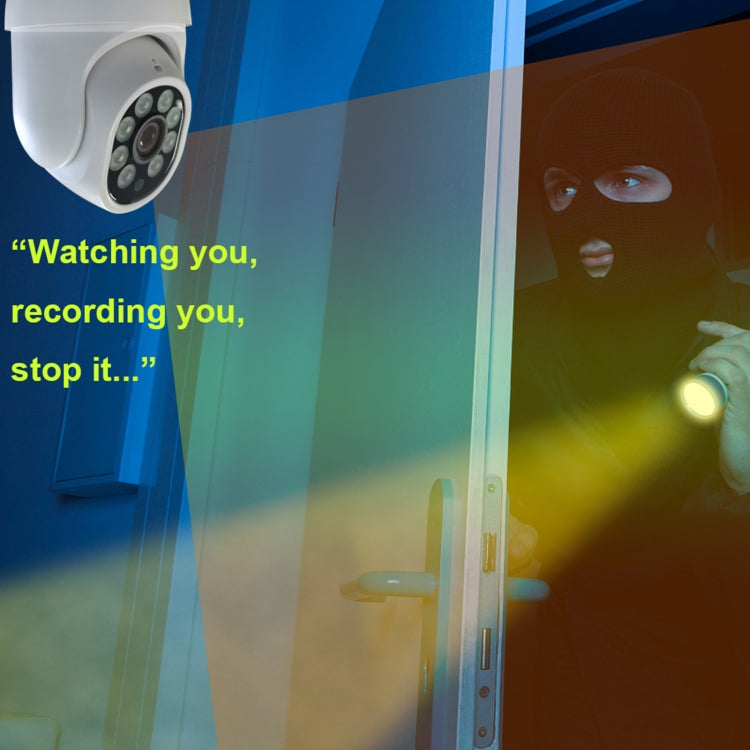 White bulb-style security camera installed near a doorway, lens facing outward