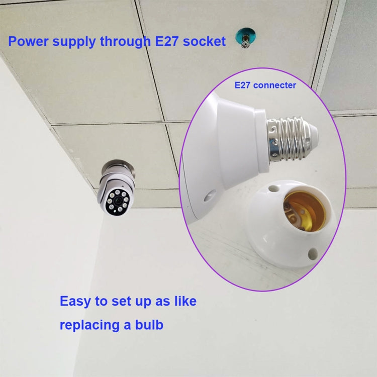 White bulb socket adapter with bulb-style camera connector and E27 base