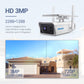 White solar Wi‑Fi IP camera with two antennas, shown outdoors with front-facing lens