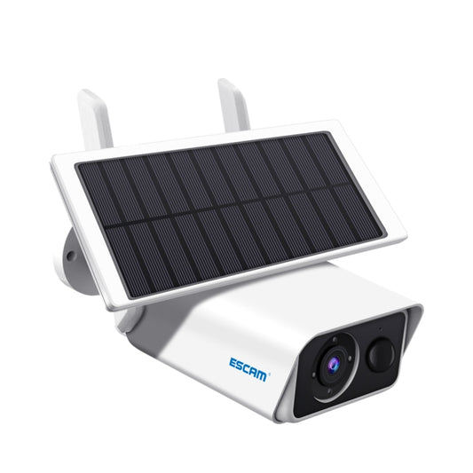 White solar Wi‑Fi IP security camera with two antennas and black dual lens housing