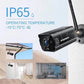 Black outdoor WiFi security camera with antenna and IP65 water-drops protection badge