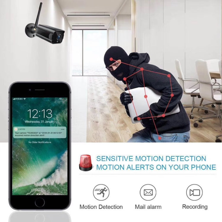 WiFi security camera and smartphone with motion alert notifications for home monitoring