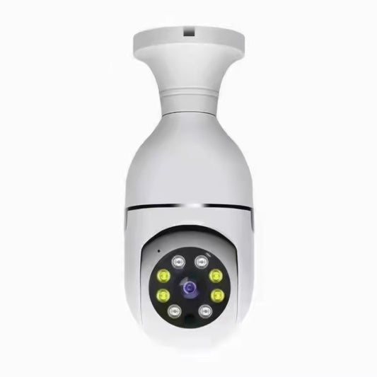 White bulb intercom security camera with circular lens and multi-LED array