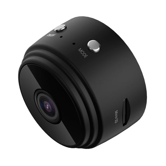 Black dome WiFi security camera with wide-angle lens and top buttons