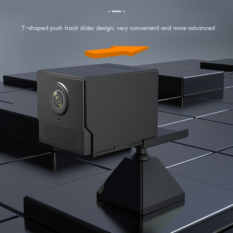 Black wireless action camera on a rail-style mount with triangular base