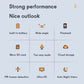 Wireless smart camera feature chart with icons for battery, audio, and storage