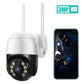 WiFi IP security camera with 3MP HD label, white dome, black lens housing, two antennas