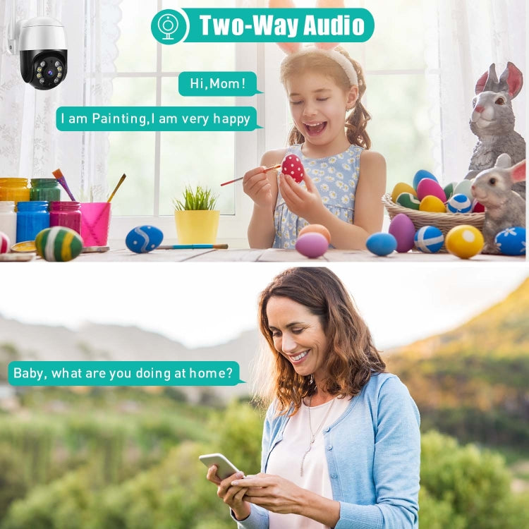 Dome WiFi security camera with microphone and speaker for two-way audio