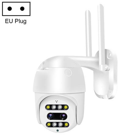 QX48 white wireless IP camera with dual antennas and EU plug