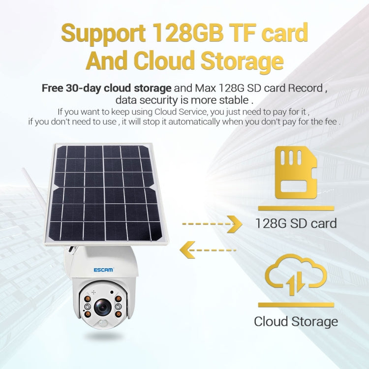 Solar WiFi IP camera supporting TF card storage and cloud recording