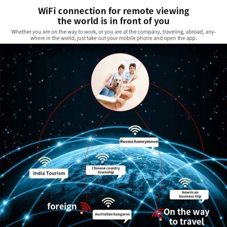 Smartphone app preview for a mini WiFi security camera with live video connection