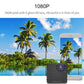 Black mini security camera with lens near tablet screen display