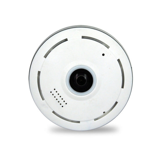 360EyeS 360-degree panoramic network camera, white dome front with lens and indicator ports.