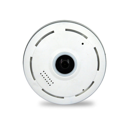 White 360-degree network panoramic security camera with circular lens and indicator ring